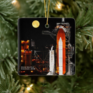 Ornement En Céramique Navette spatiale Découverte et Pleine lune Noël