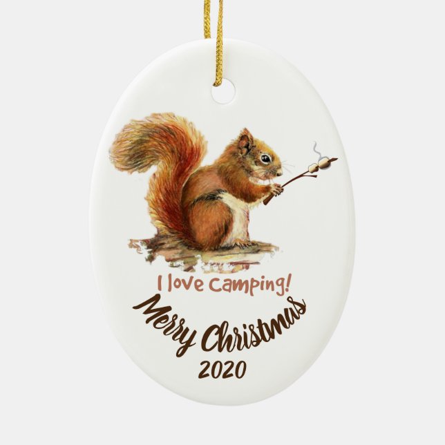 Ornement En Céramique NÉ POUR ALLER CAMPING Fun Squirrel Love Citation d (Dos)