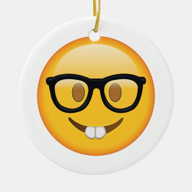 Ornement En Céramique Nerd avec lunettes - Emoji (Devant)