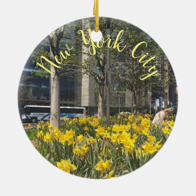 Ornement En Céramique New York City Daffodiques Columbus Circle NYC Spri (Dos)