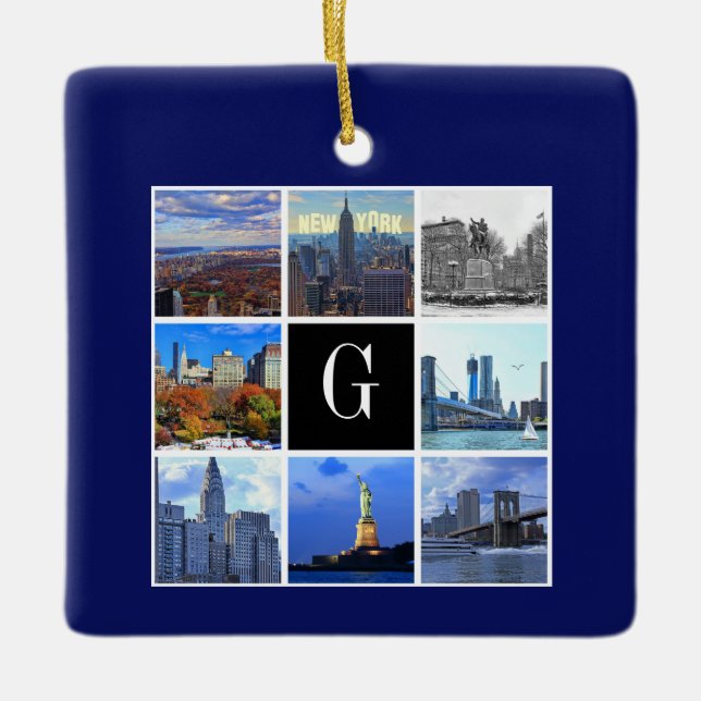 Ornement En Céramique New York City Skyline 8 Photo Collage (Devant)