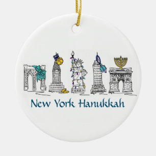 Ornement En Céramique New York Hanoukka NYC Landmarks Jewish Holiday