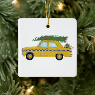 Ornement En Céramique New York Yellow Cab