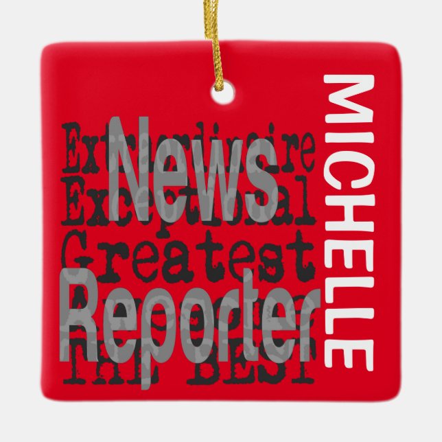 Ornement En Céramique News Reporter Extraordinaire CUSTOM (Devant)