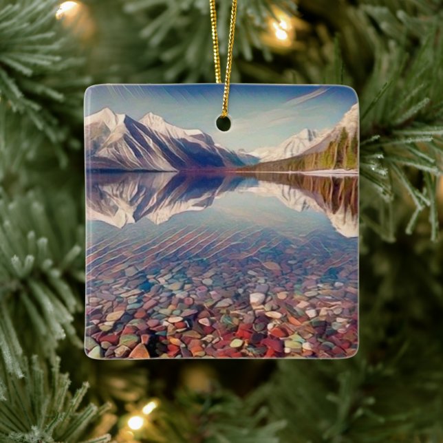 Ornement En Céramique Noël à Lake McDonald Lake Glacier Park (Arbre)