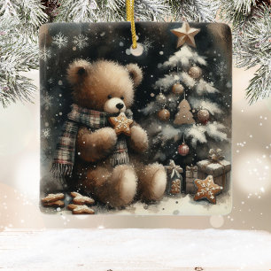 Ornement En Céramique Noël à l'ours en peluche