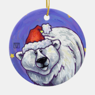 Ornement En Céramique Noël à l'ours polaire