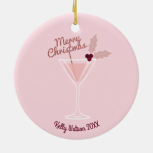 Ornement En Céramique Noël à Martini rose