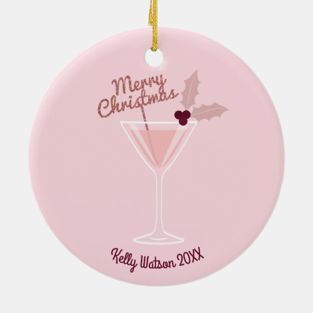 Ornement En Céramique Noël à Martini rose (Dos)