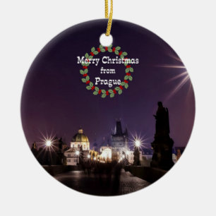 Ornement En Céramique Noël à Prague, photo du paysage urbain