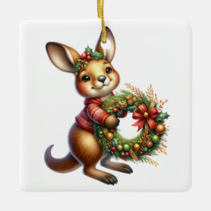 Ornement En Céramique Noël australien Personnalisé Kangourou