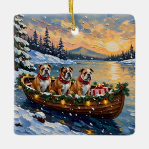 Ornement En Céramique Noël Bateau Bulldog de Noël