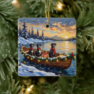 Ornement En Céramique Noël Bateau de Noël Grand Danois