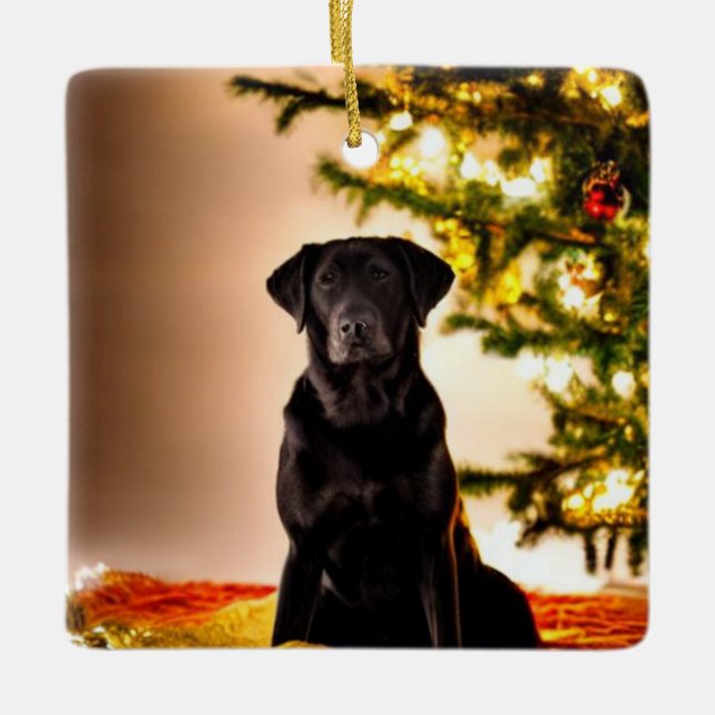 Ornement En Céramique Noël Black Lab (Devant)