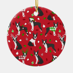 Ornement en céramique Noël Boston Terrier