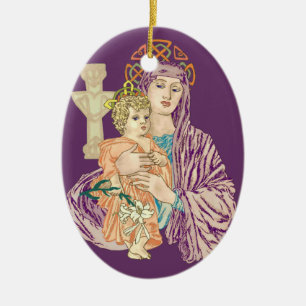 Ornement En Céramique Noël celtique Madonna
