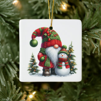 Ornement En Céramique Noël cosy Gnome Art – Fêtes de fin d'année