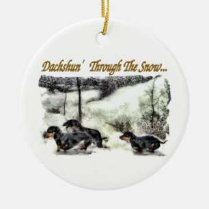 Ornement En Céramique Noël Dachshund