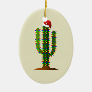 Ornement En Céramique Noël dans l'Arizona Lumières de Saguaro Cactus