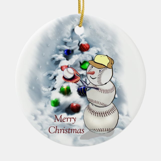 Ornement En Céramique Noël de baseball Snowman (Devant)