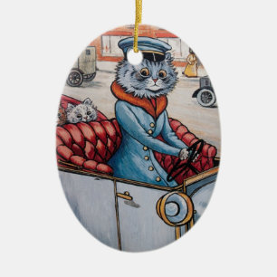 Ornement En Céramique Noël de Chaffeur de chat de Louis Wain