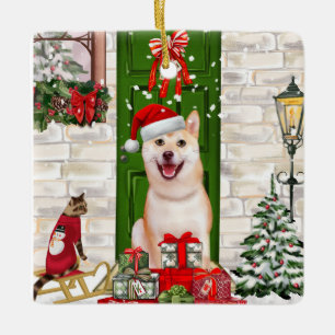 Ornement En Céramique Noël de Chien Shiba Inu
