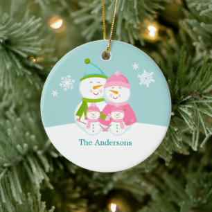 Ornement En Céramique Noël de la famille des neiges