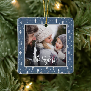 Ornement En Céramique Noël de la famille des pins rustiques