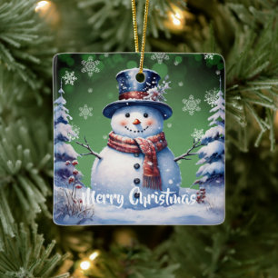 Ornement En Céramique Noël de la forêt d'hiver   Green