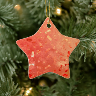 Ornement En Céramique Noël de la Parties scintillant d'or rouge orange