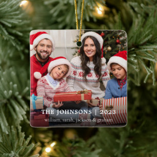 Ornement En Céramique Noël de la photo de famille