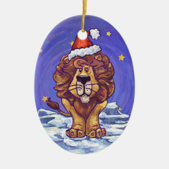 Ornement En Céramique Noël de lion (Devant)