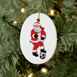 Ornement En Céramique Noël de soccer personnalisé