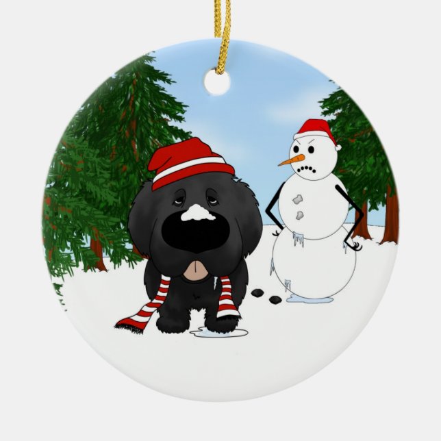 Ornement En Céramique Noël de Terre-Neuve (Devant)