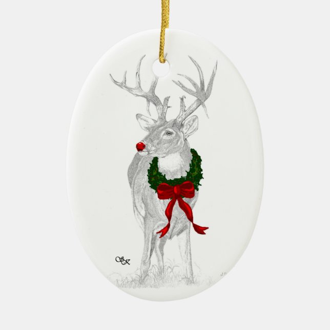 Ornement En Céramique Noël de Whitetail (Devant)