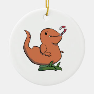 Ornement En Céramique Noël Deinonychus avec l'ornement de butins