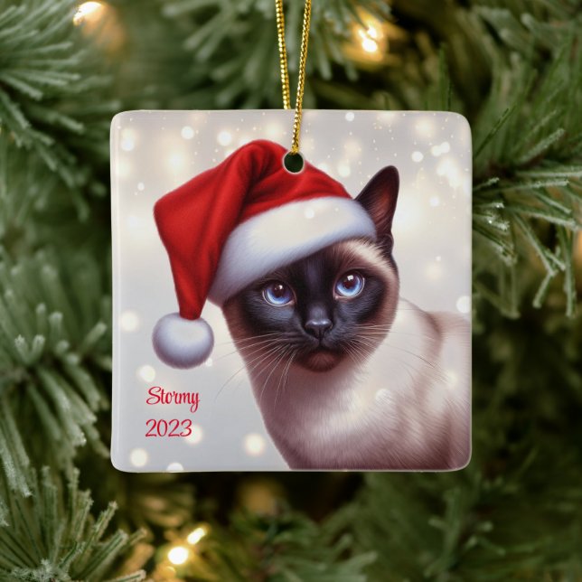 Ornement En Céramique Noël des chats siamois (Arbre)