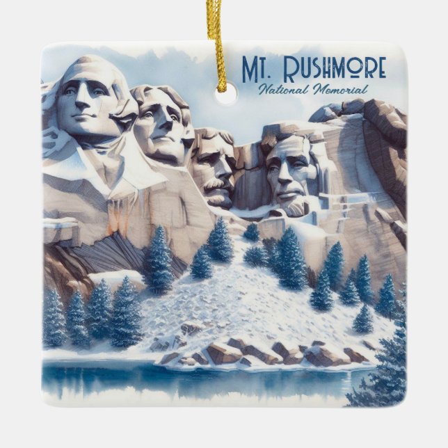 Ornement En Céramique Noël des neiges du Mont Rushmore (Devant)