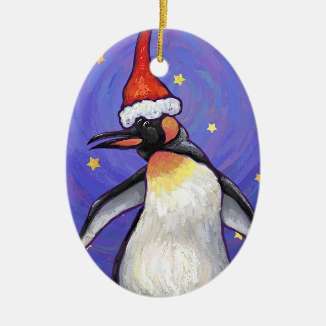 Ornement En Céramique Noël des pingouins (Devant)