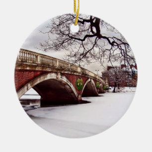 Ornement En Céramique Noël d'hiver sur la rivière Charles Boston