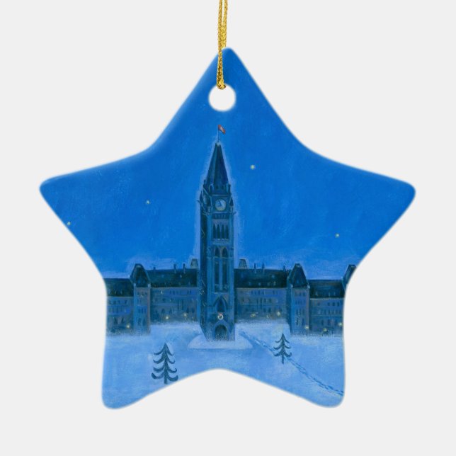 Ornement En Céramique Noël d'Ottawa de bâtiments du Parlement (Devant)