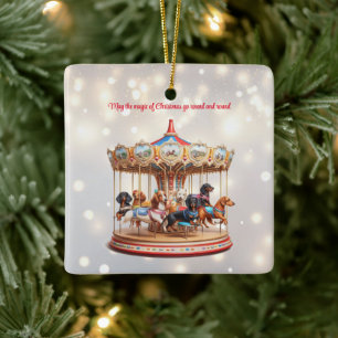 Ornement En Céramique Noël du carrousel de Dachshund