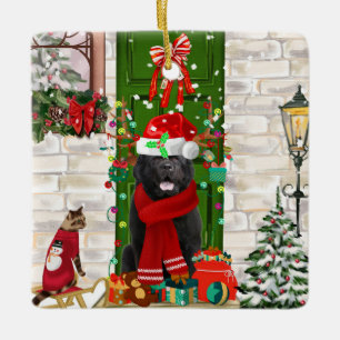 Ornement En Céramique Noël du chien de Terre-Neuve
