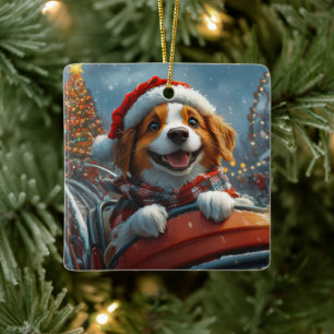 Ornement En Céramique Noël du chien espagnol breton