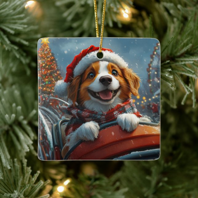 Ornement En Céramique Noël du chien espagnol breton (Arbre)