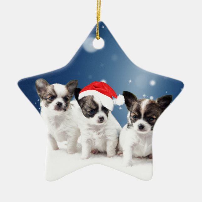 Ornement En Céramique Noël du Chihuahua (Devant)