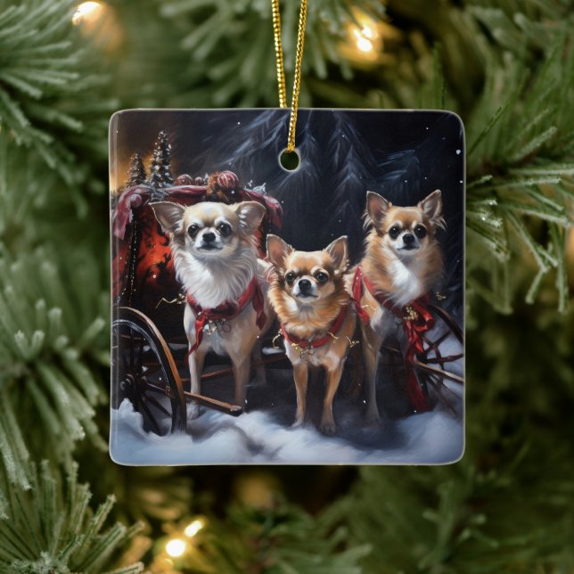 Ornement En Céramique Noël du Chihuahua (Arbre)