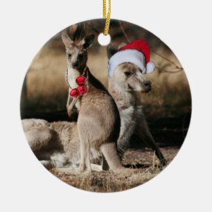 Ornement En Céramique Noël du Kangourou dans le pays chanceux