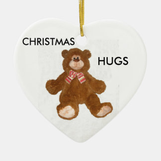 Ornement En Céramique Noël étreint l'ornement d'ours de nounours