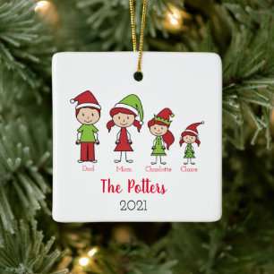 Ornement En Céramique Noël familial de conservation personnalisé